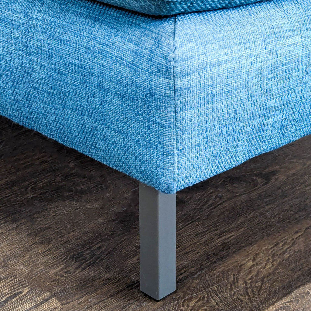 CB2 Avec Modern Blue Fabric Loveseat with Metal Legs