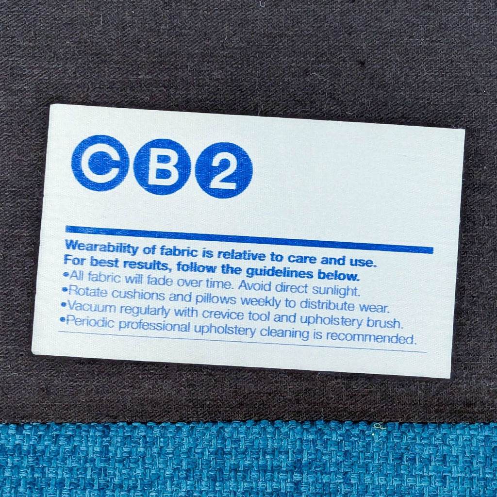 CB2 Avec Modern Blue Fabric Loveseat with Metal Legs