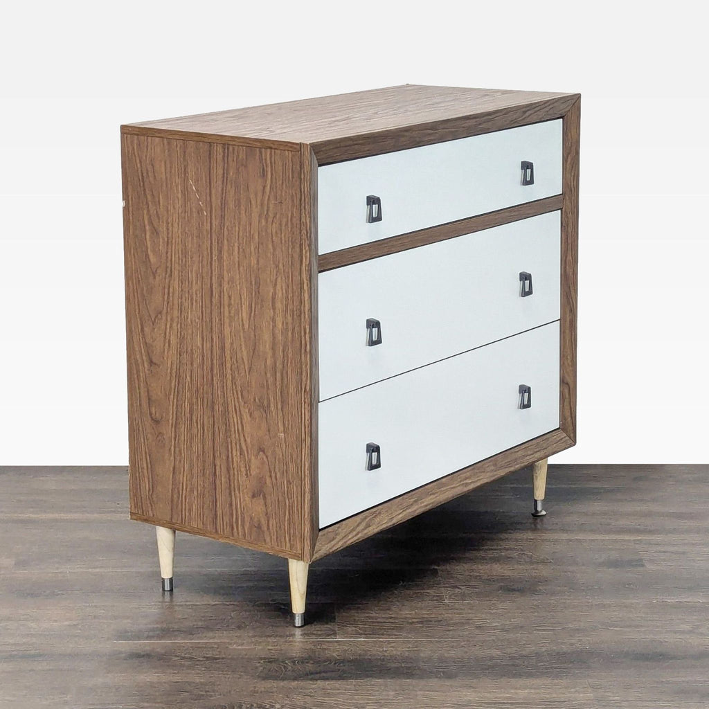 Baxton Studio Modern 3-Drawer Dresser with Walnut Finish and White Fronts