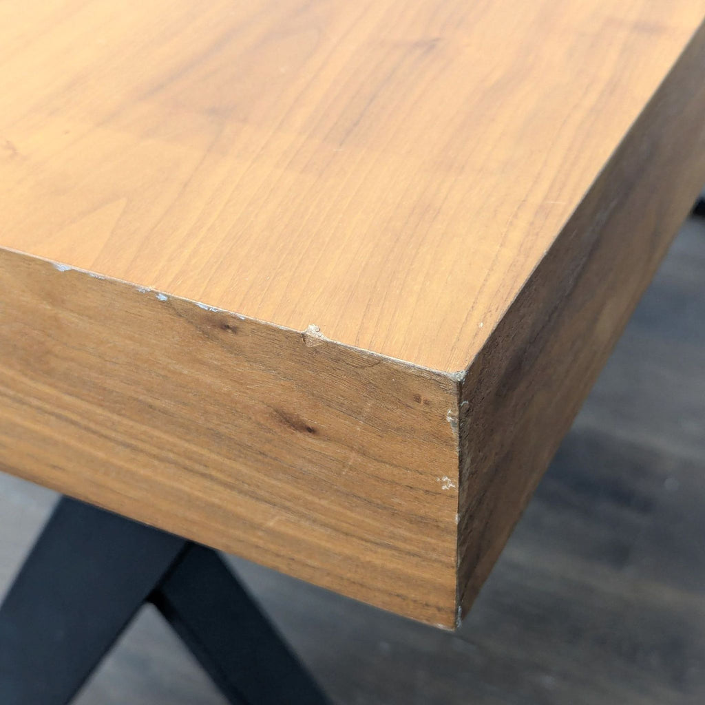 Moe's Industrial Style Desk with Solid Wood Top and Metal Legs