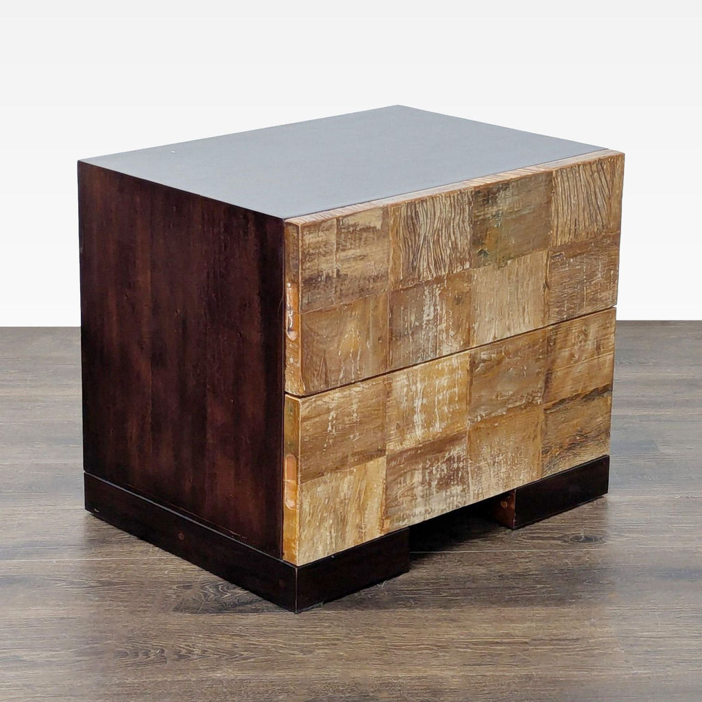 Two Drawer Wood Nightstand