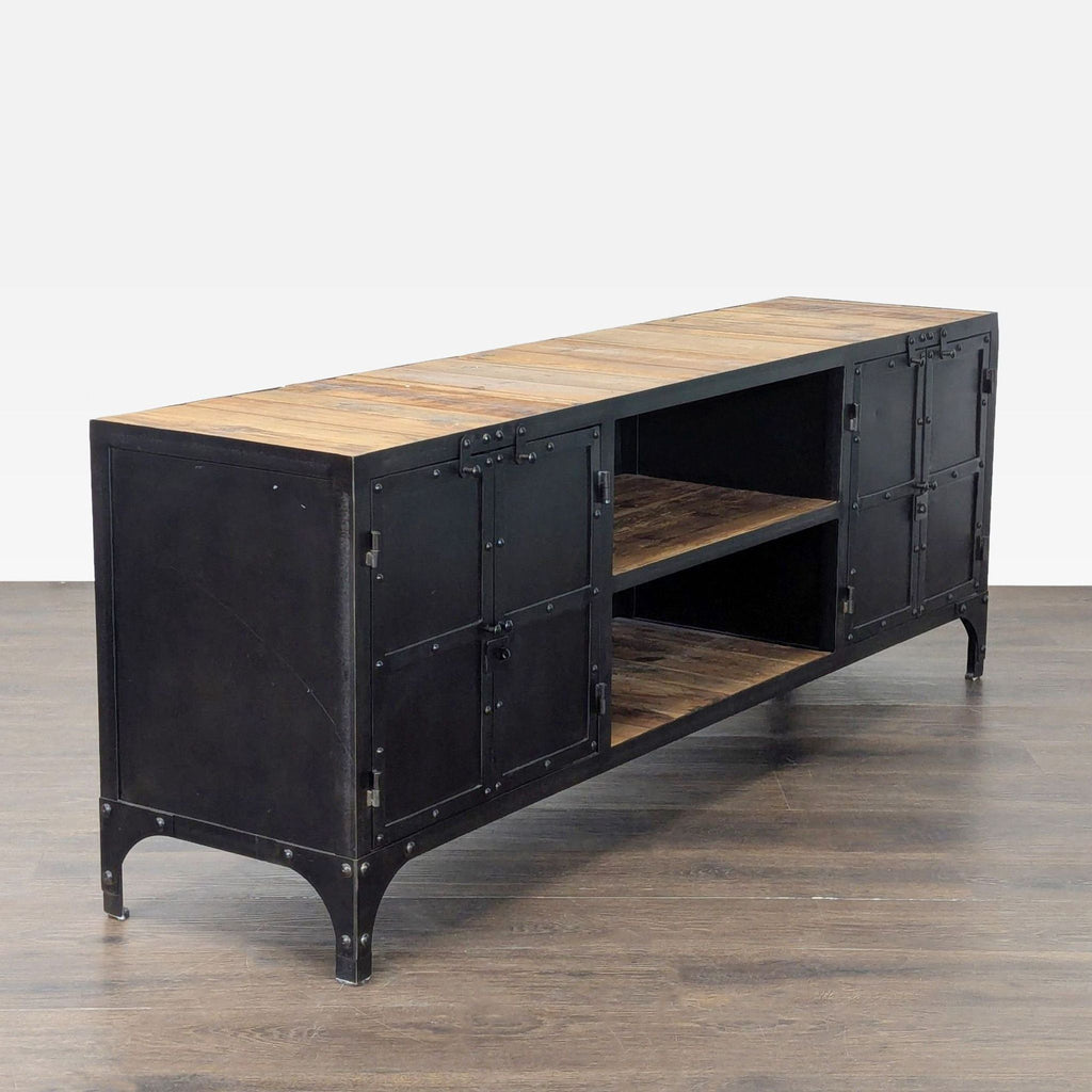 Industrial Wood and Metal Media Console