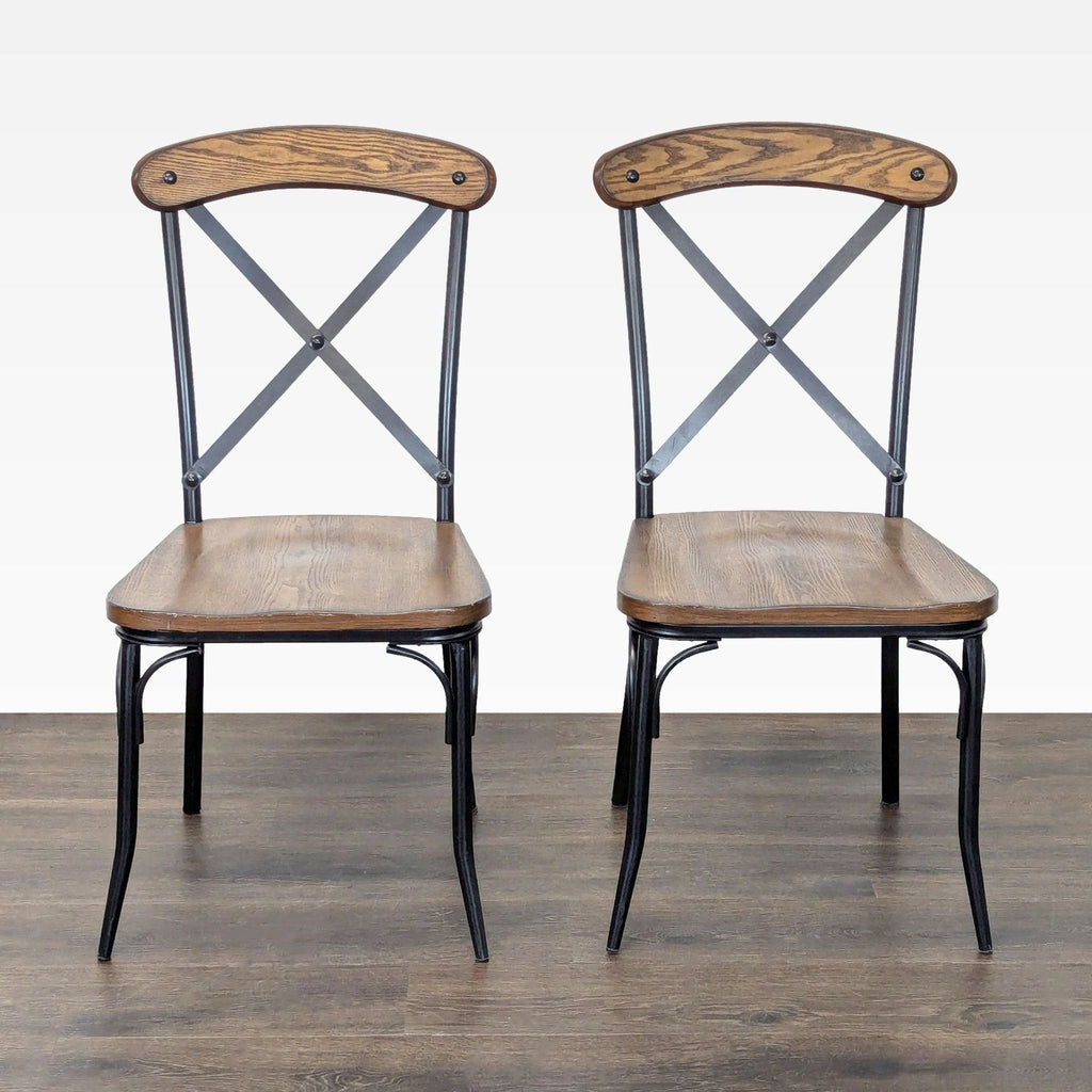 Prime Resource Modern 3-Piece Metal and Wood Dining Set – Table with 2 Chairs