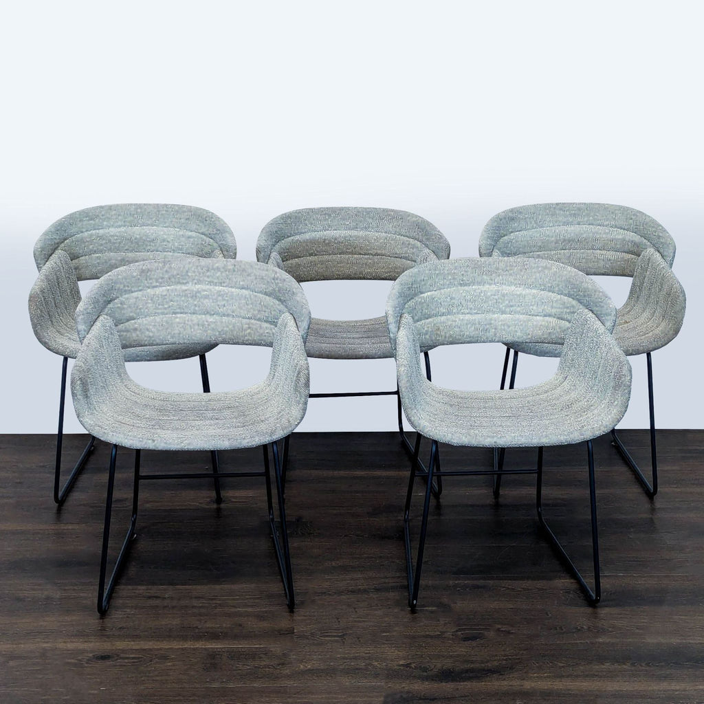 Blu Dot Modern Round Dining Set with 5 Racer Upholstered Chairs - Accepted Offer (26.08% discount)