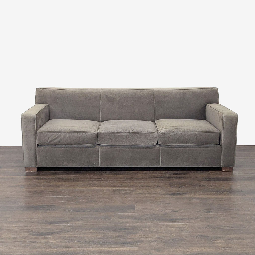 Room & Board 3-seat gray sofa with modern design, clean lines, and comfortable style for any living room.