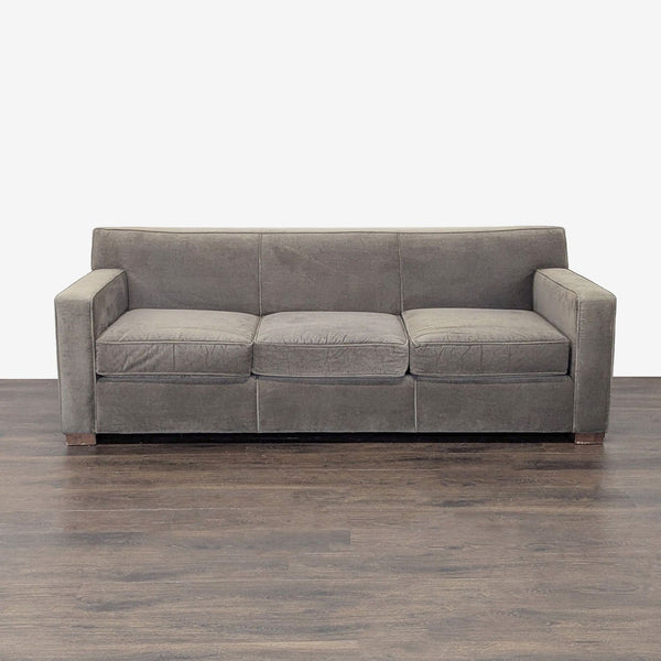 Room & Board 3-seat gray sofa with modern design, clean lines, and comfortable style for any living room.