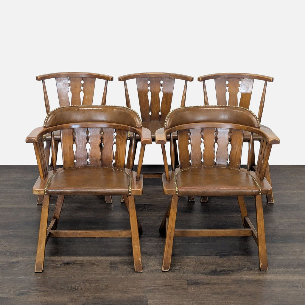 Rustic Wooden Dining Set with Table, 4 Chairs, Armchair, and Bench