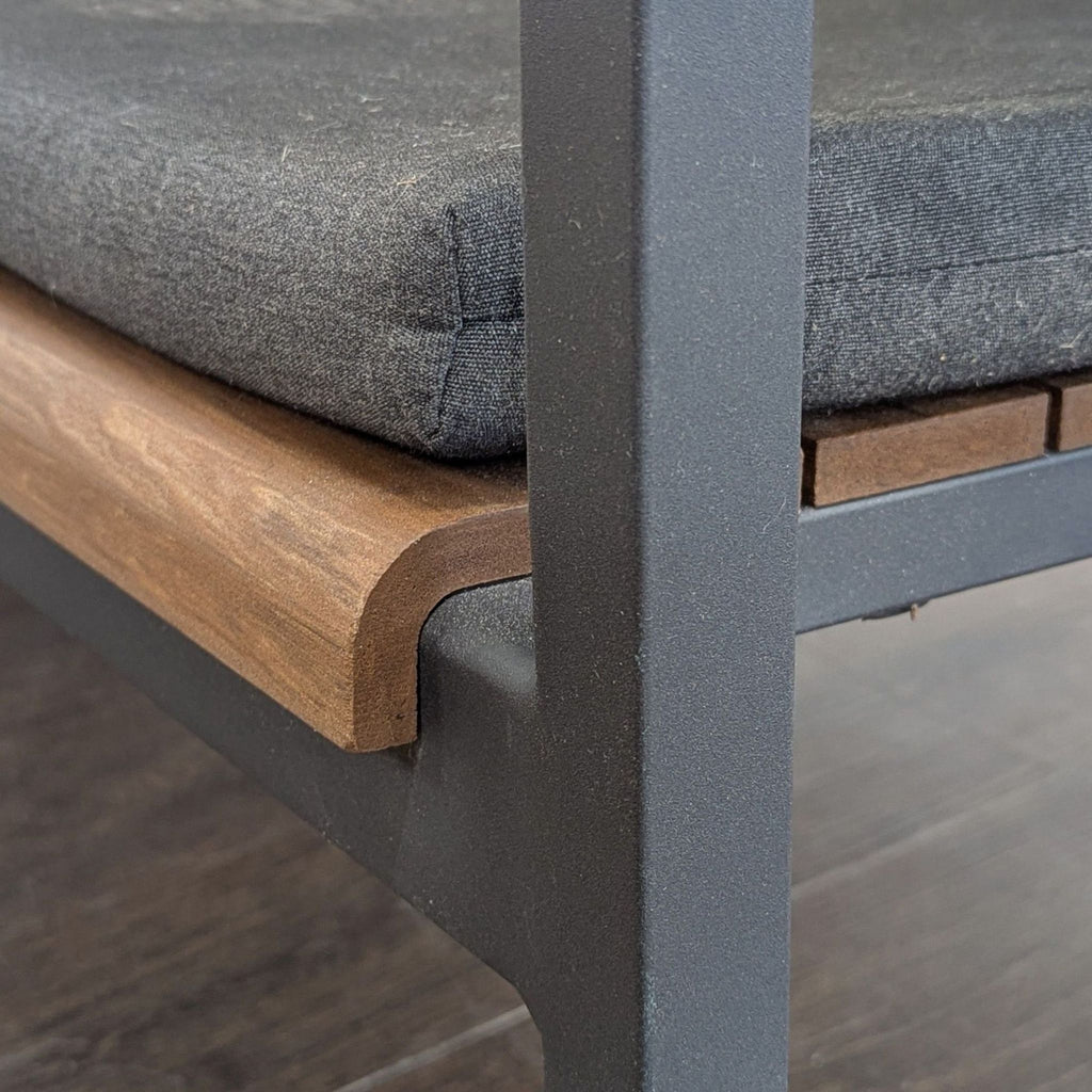 Crate & Barrel Rocha II  Modern Wooden Bench with Cushions and Metal Frame