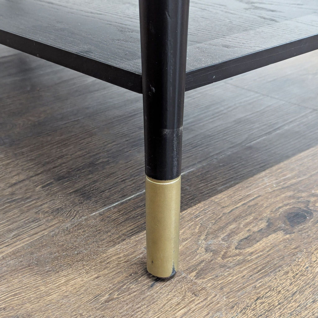 Two Drawer Wood Coffee Table with Marble Top