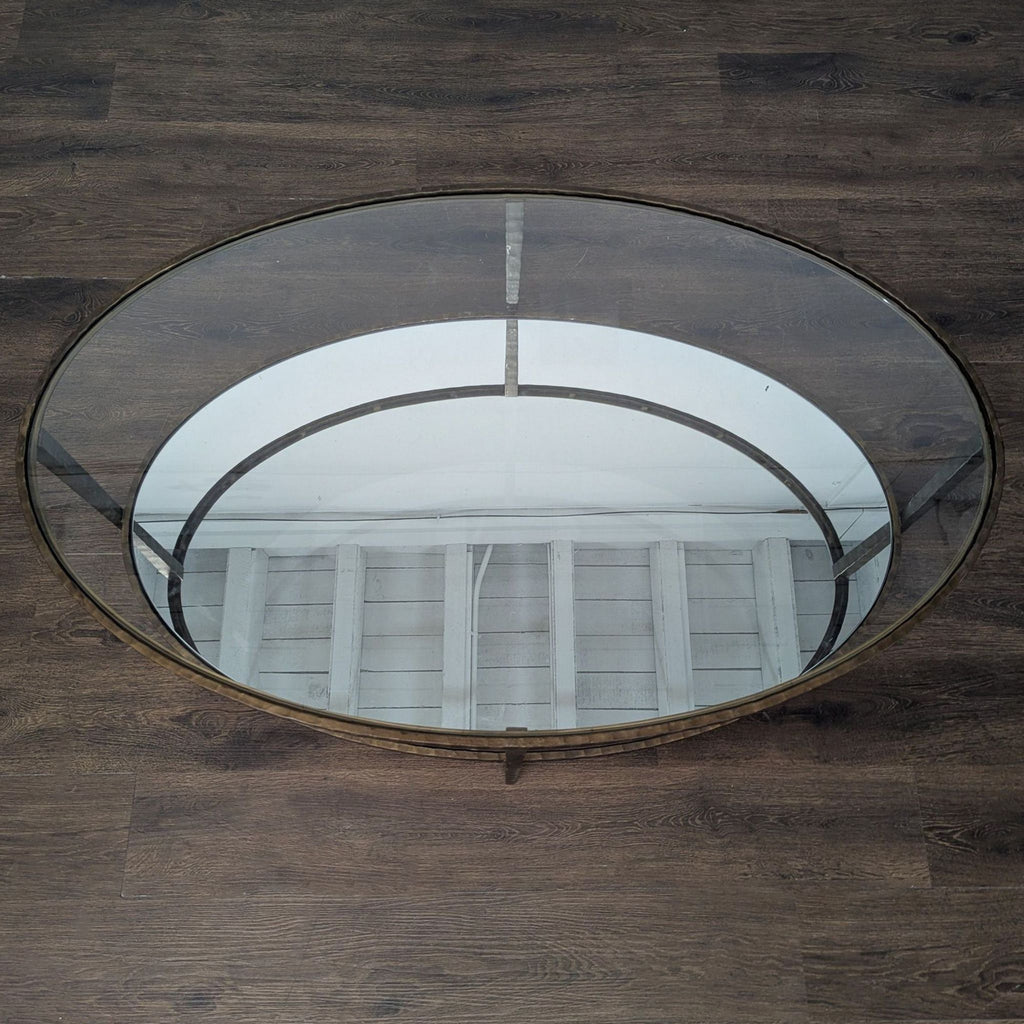 Glass Top Coffee Table with Mirror Shelf