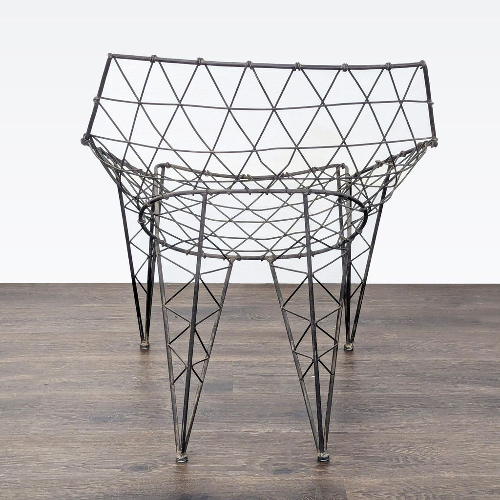 Contemporary chair featuring a unique, angular wireframe build, offering both durability and a stylish visual accent.