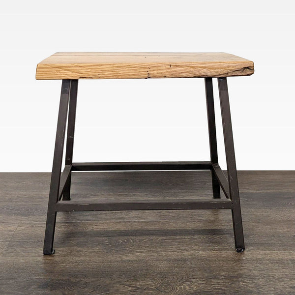 Wood Top Side Table on Metal Base