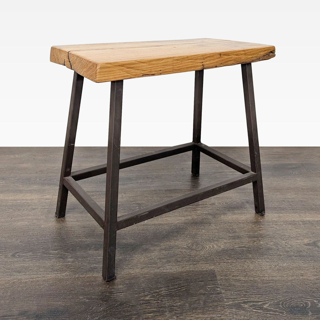 Wood Top Side Table on Metal Base