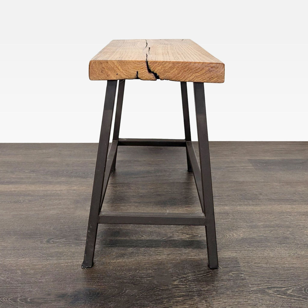 Wood Top Side Table on Metal Base