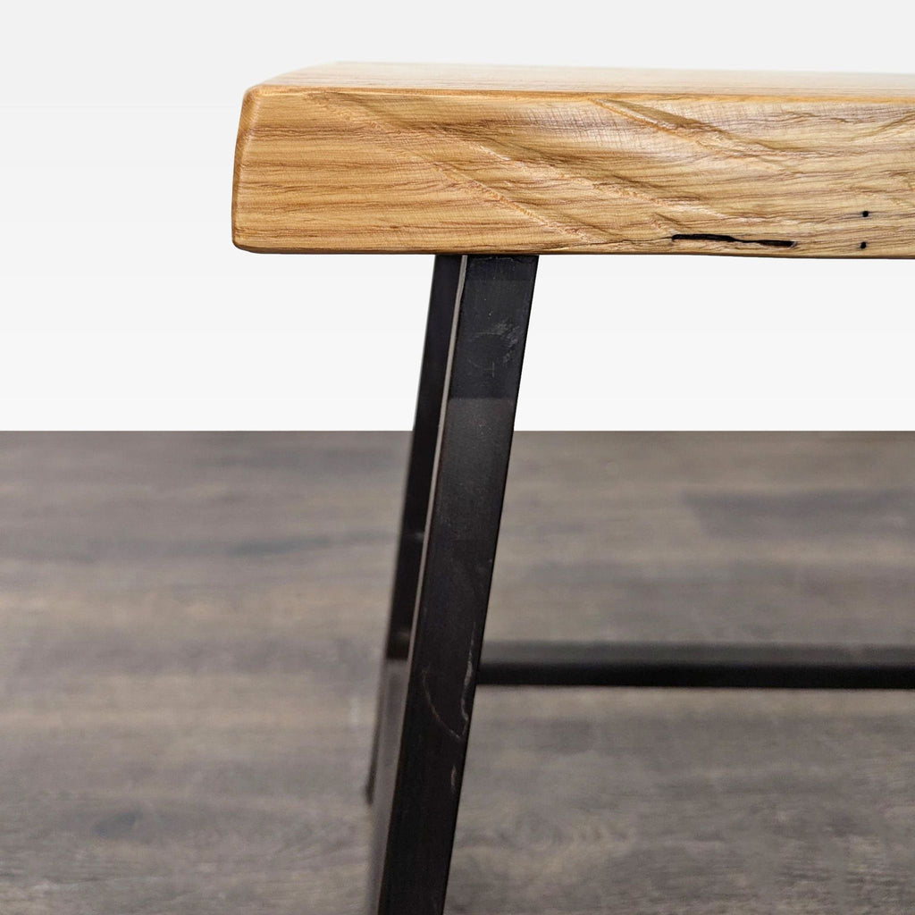 Wood Top Side Table on Metal Base