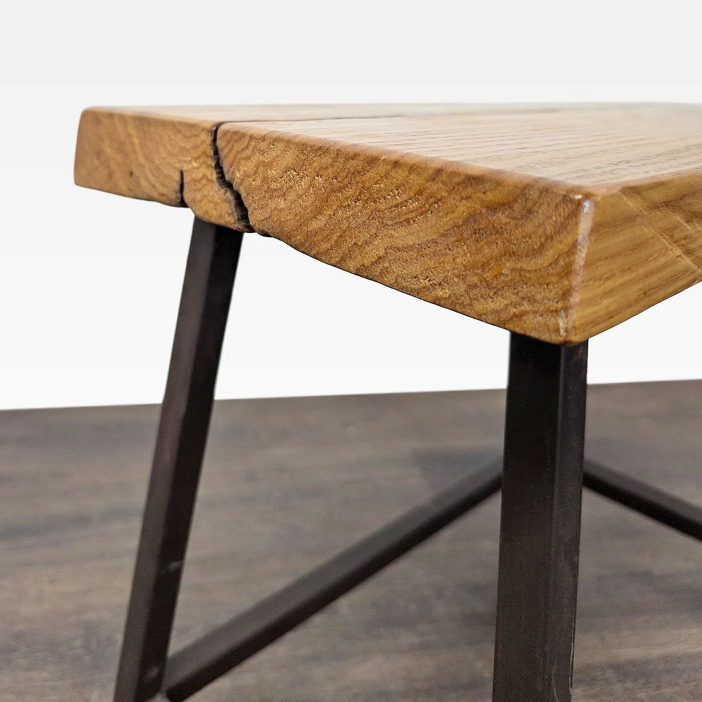 Wood Top Side Table on Metal Base