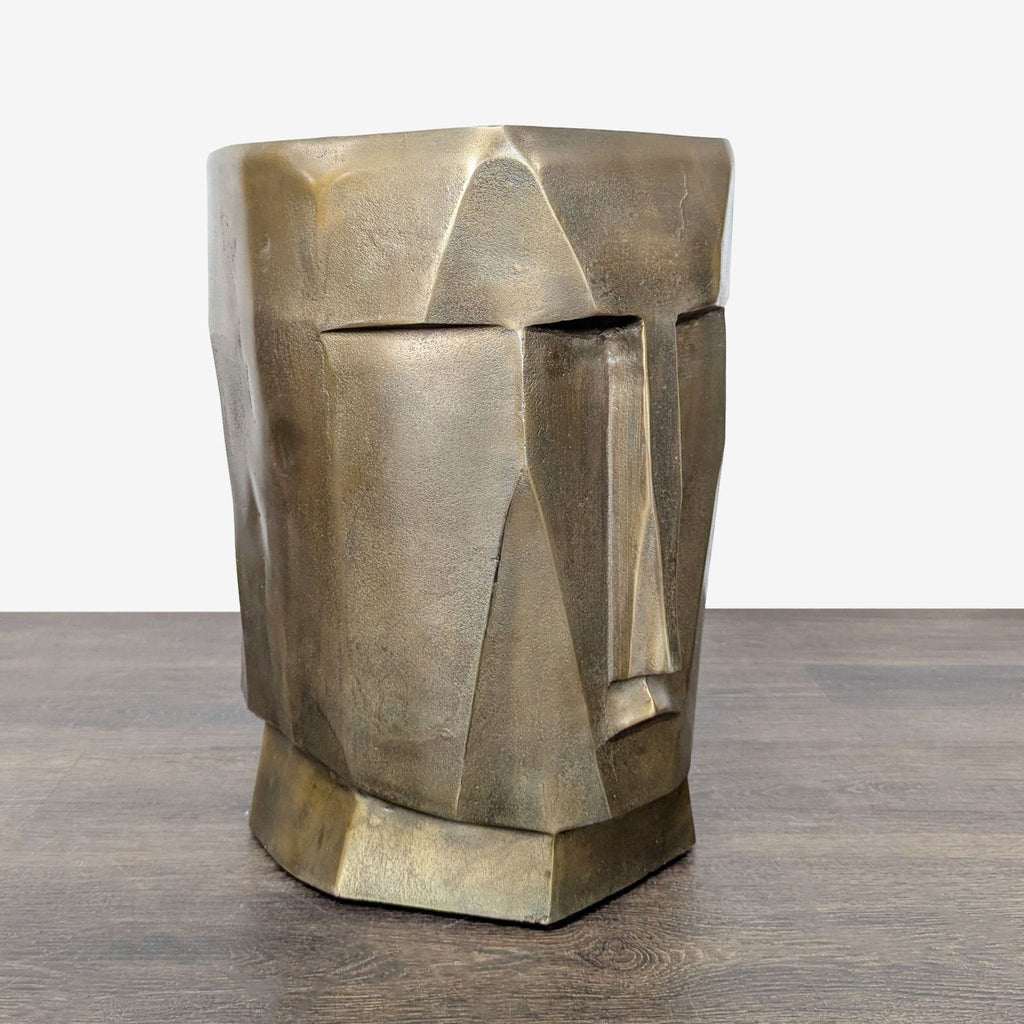 Modern Sculptural Face Accent Stool / Side Table – Metallic Finish