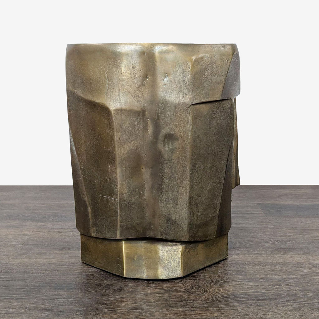 Modern Sculptural Face Accent Stool / Side Table – Metallic Finish