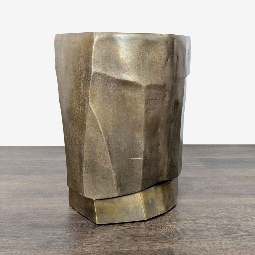 Modern Sculptural Face Accent Stool / Side Table – Metallic Finish