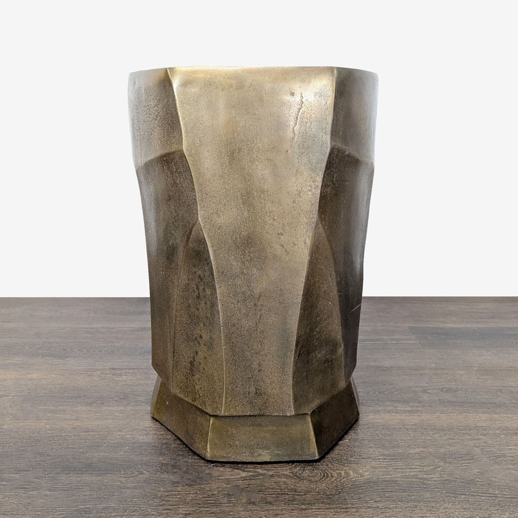 Modern Sculptural Face Accent Stool / Side Table – Metallic Finish