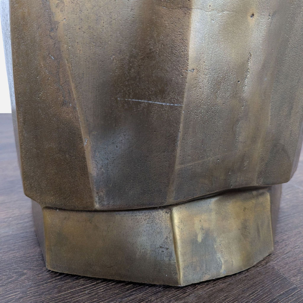 Modern Sculptural Face Accent Stool / Side Table – Metallic Finish