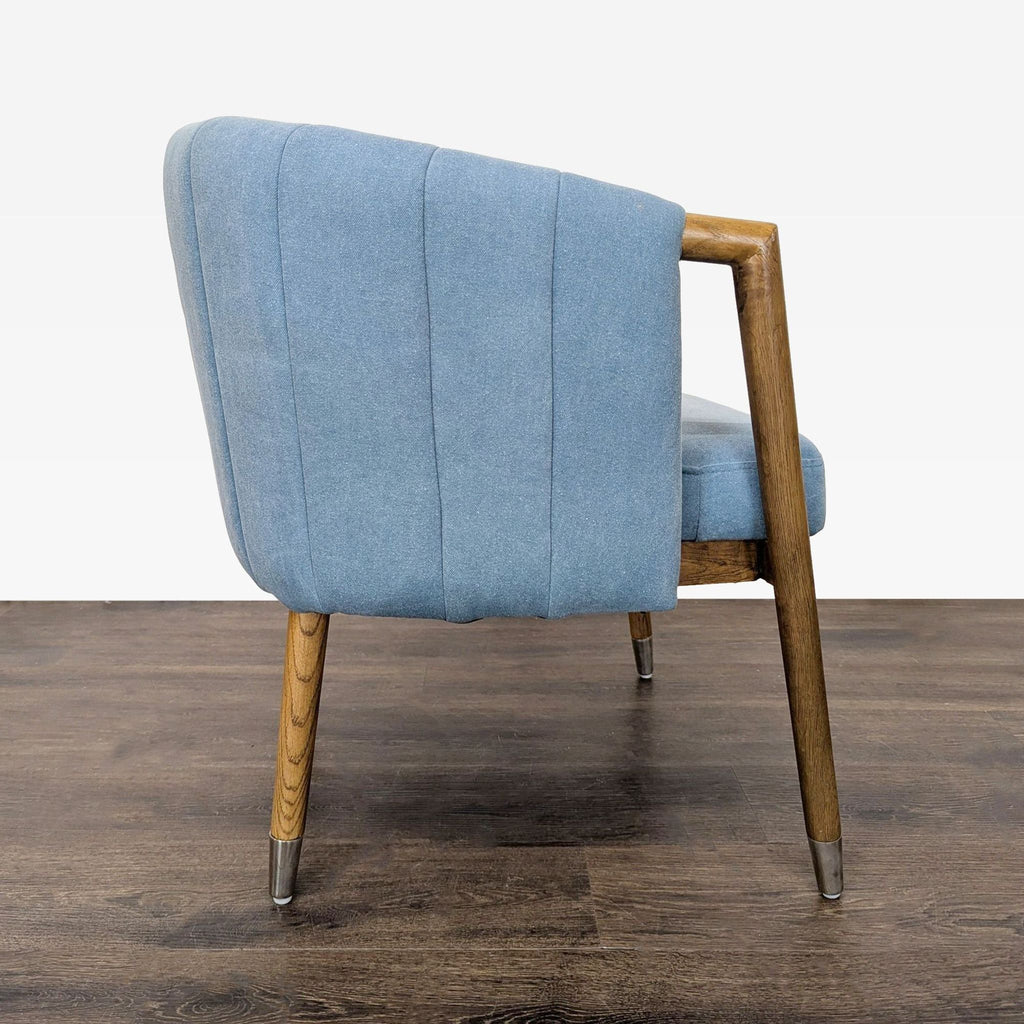 Moe's Light Blue Lounge Chair with Wood Frame and Metal Leg Accents