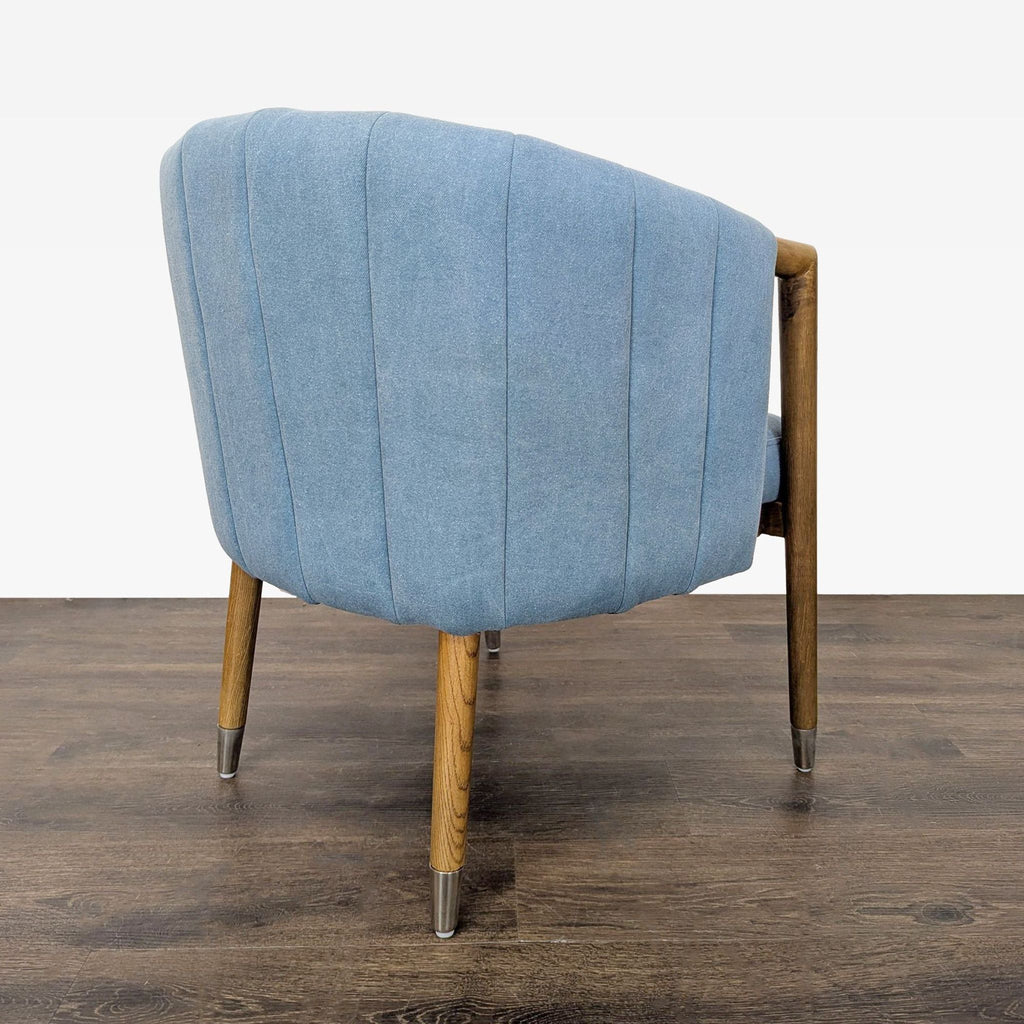 Moe's Light Blue Lounge Chair with Wood Frame and Metal Leg Accents