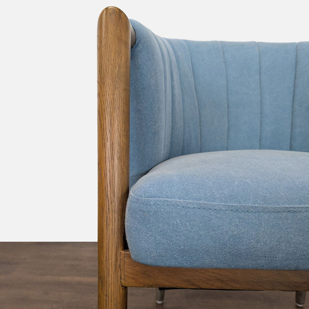 Moe's Light Blue Lounge Chair with Wood Frame and Metal Leg Accents