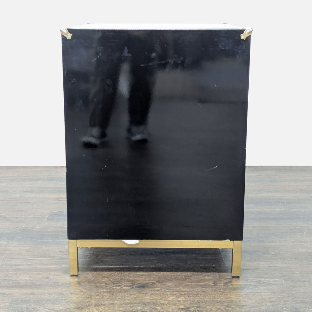Chic Home Arezzo Black 3-Drawer Dresser/Nightstand  with Gold Accents and Modern Legs