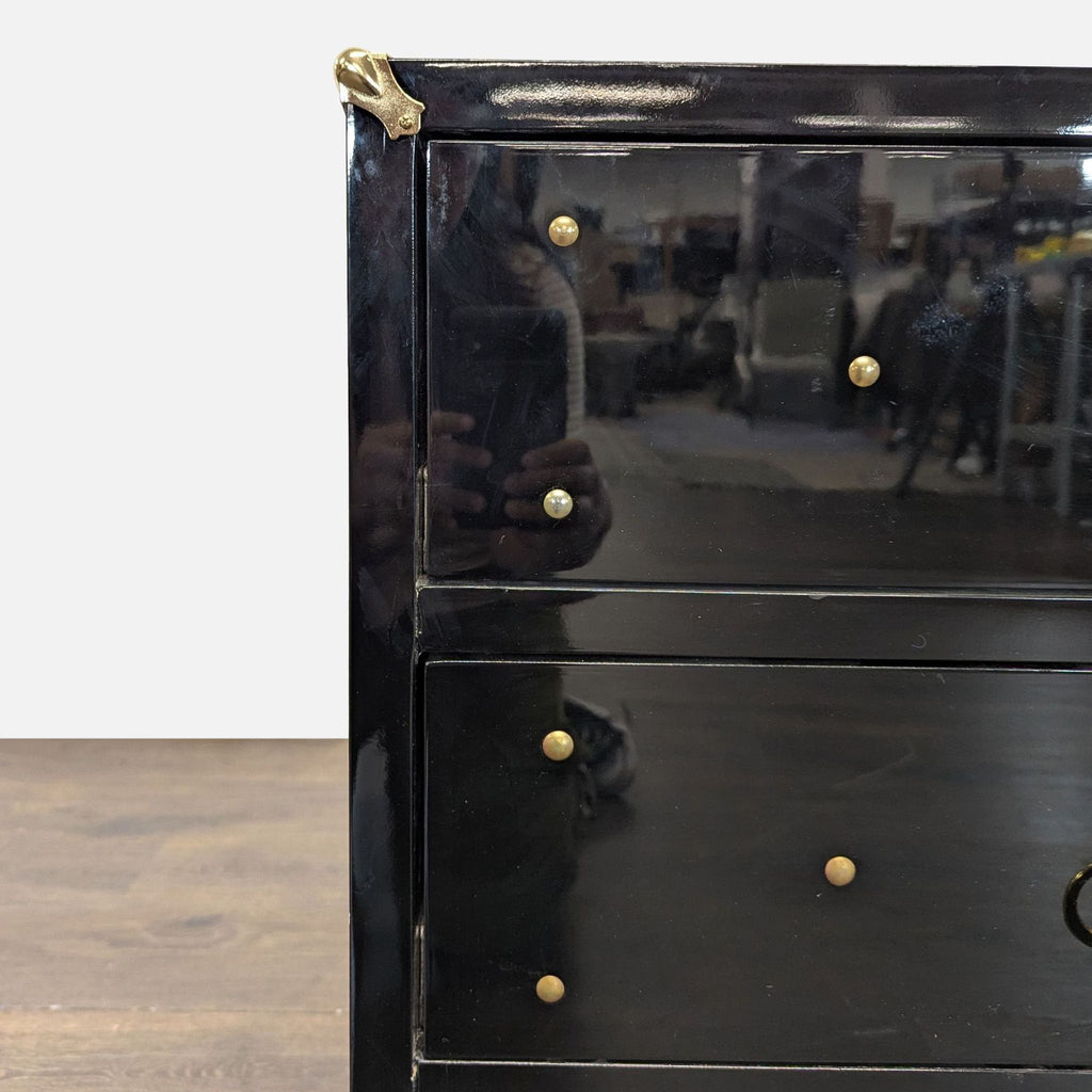 Chic Home Arezzo Black 3-Drawer Dresser/Nightstand  with Gold Accents and Modern Legs