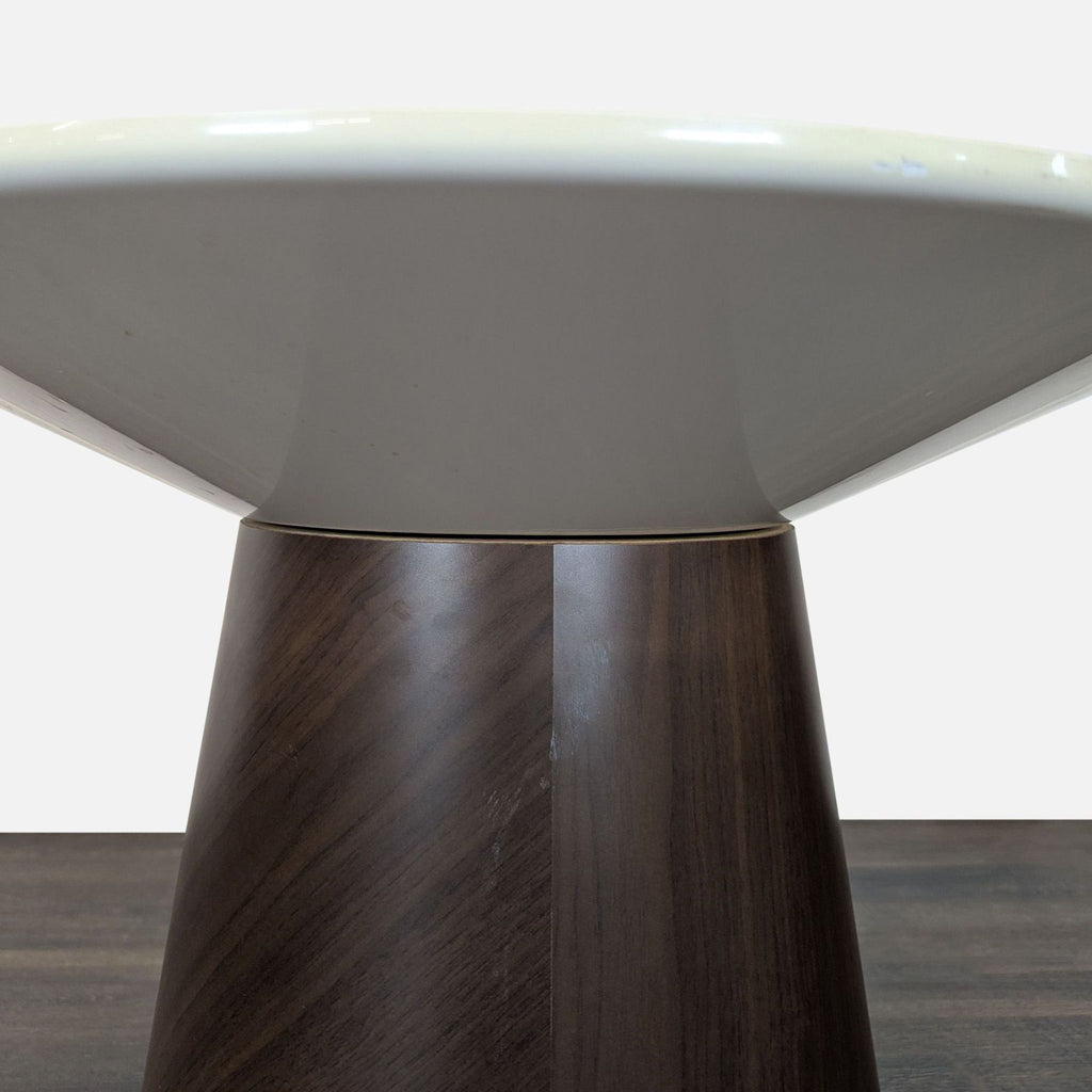 West Elm Glass Top Wood Pedestal End Table