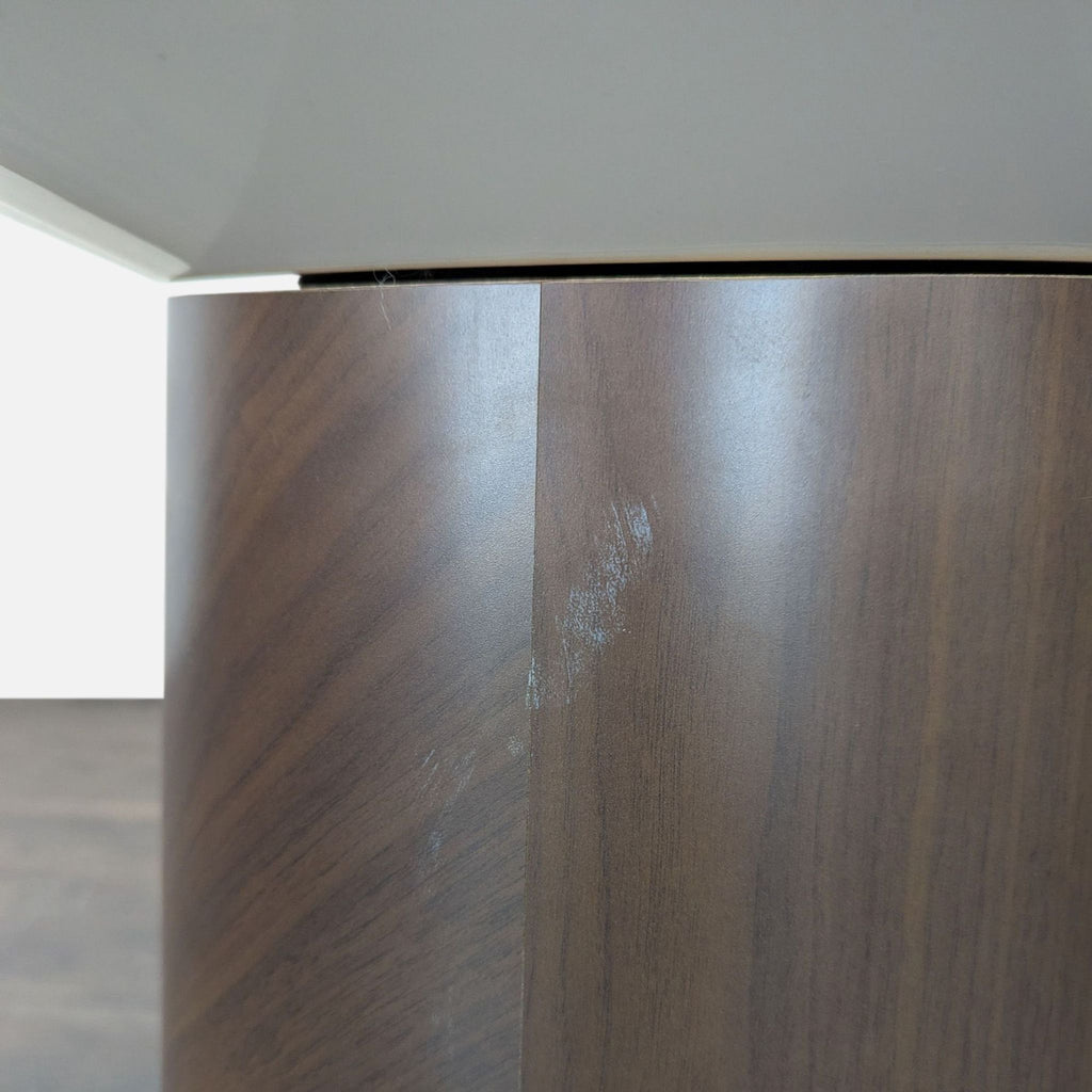 West Elm Glass Top Wood Pedestal End Table