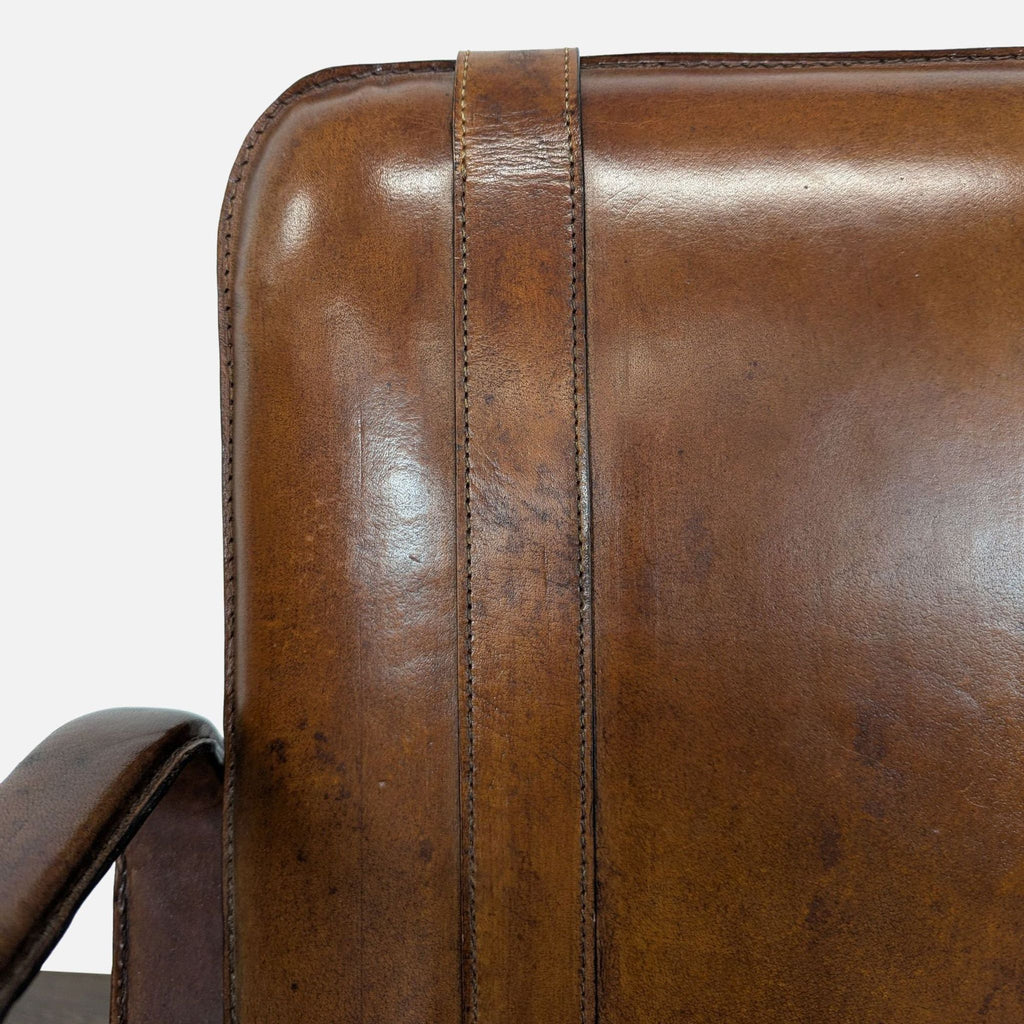 Brown Leather Buckle Lounge Chair with Curved Wooden Frame - Accepted Offer (1.07% discount)