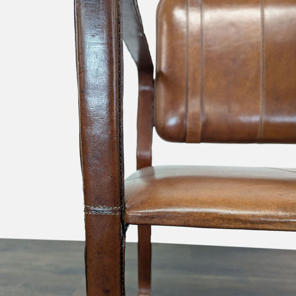Brown Leather Buckle Lounge Chair with Curved Wooden Frame - Accepted Offer (1.07% discount)