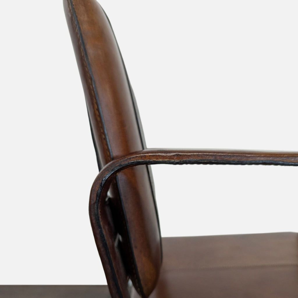 Brown Leather Buckle Lounge Chair with Curved Wooden Frame - Accepted Offer (1.07% discount)
