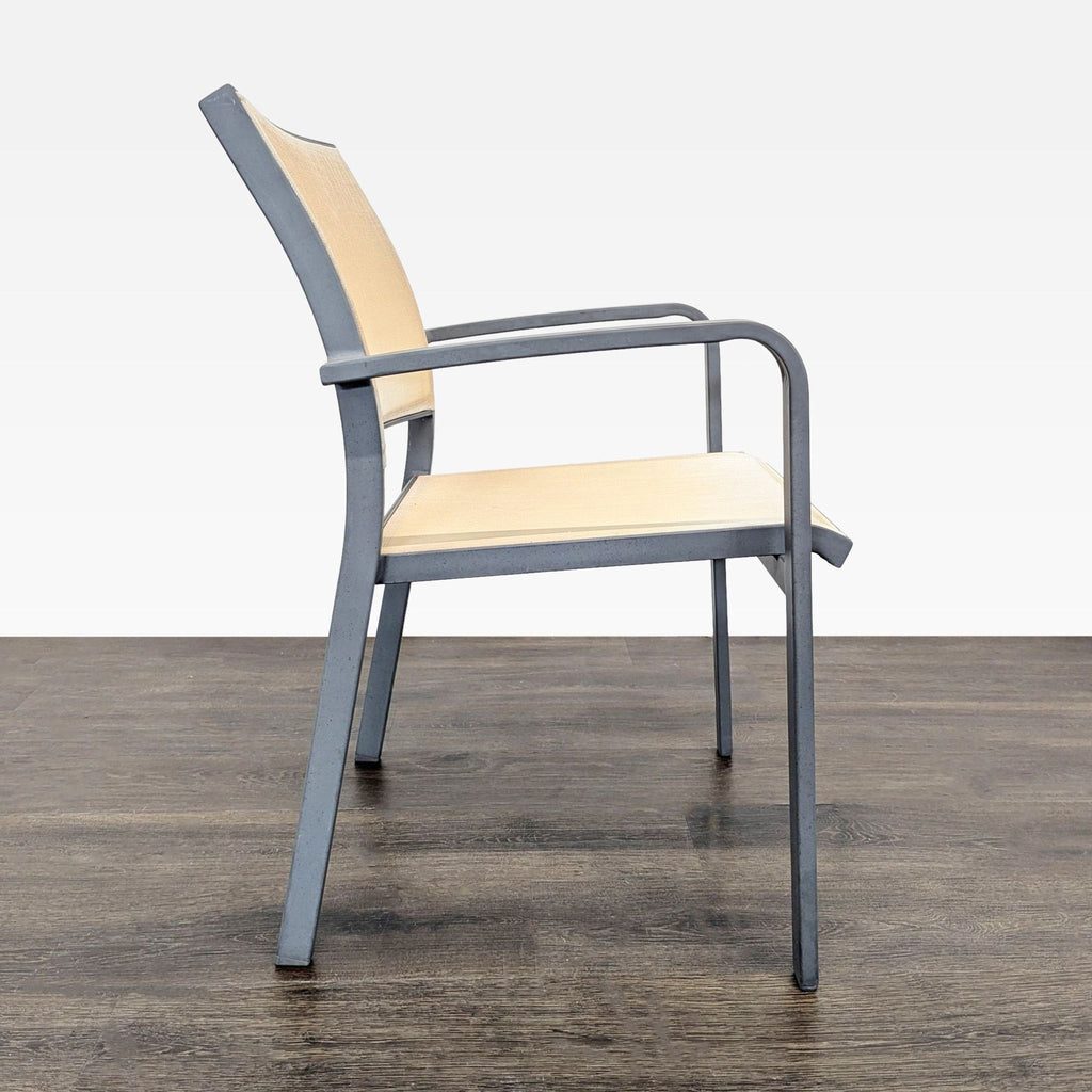 Set of 4 Modern Beige Mesh Armchair with Metal Frame