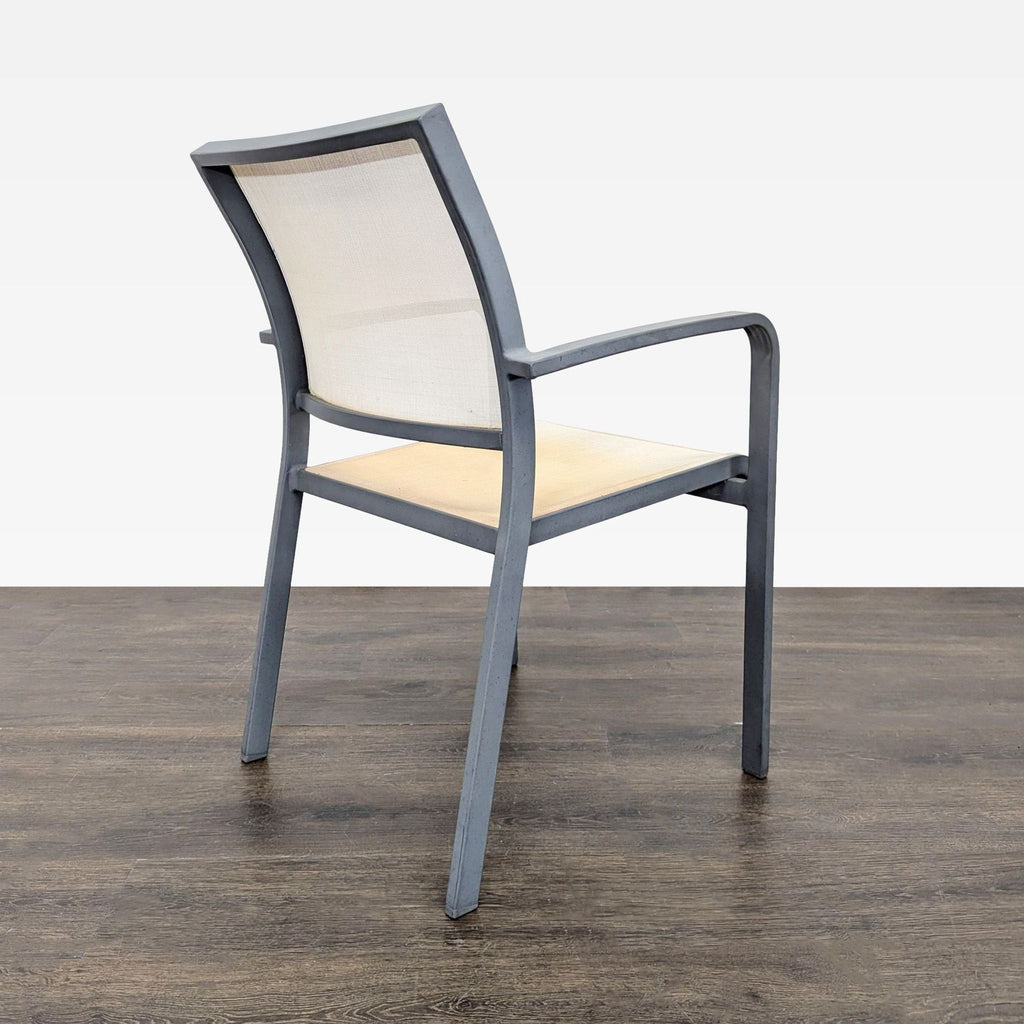 Set of 4 Modern Beige Mesh Armchair with Metal Frame