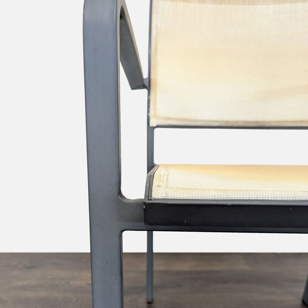 Set of 4 Modern Beige Mesh Armchair with Metal Frame