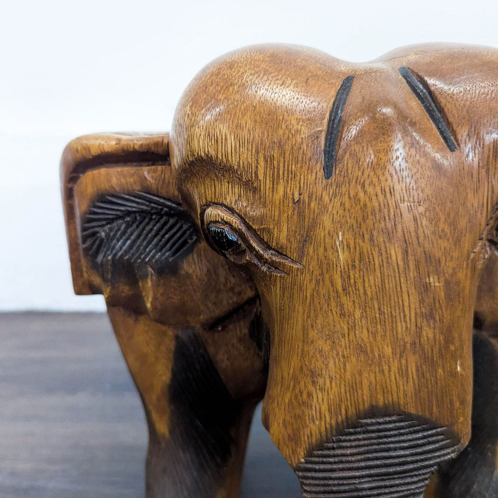 Hand Carved Wood Elephant Stool