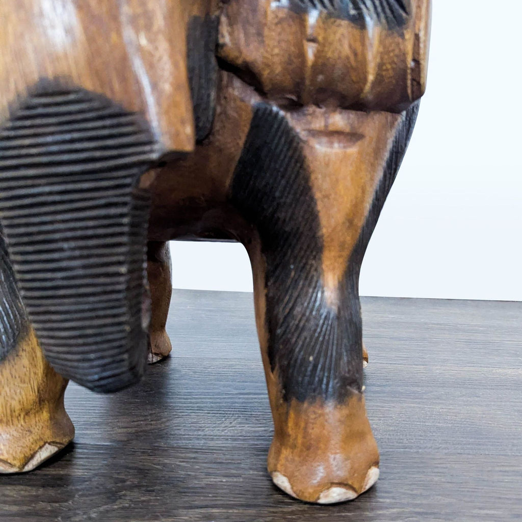 Hand Carved Wood Elephant Stool