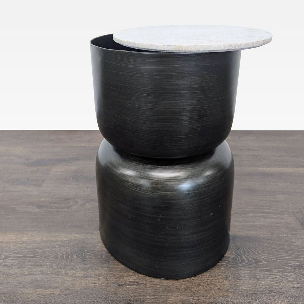 Metal Accent Table with Removable Marble Top