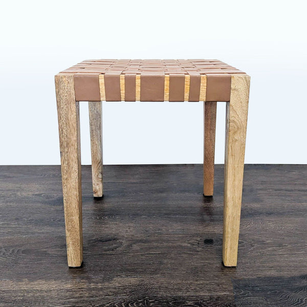 Woven Leather and Wood Stool - Accepted Offer (34.21% discount)