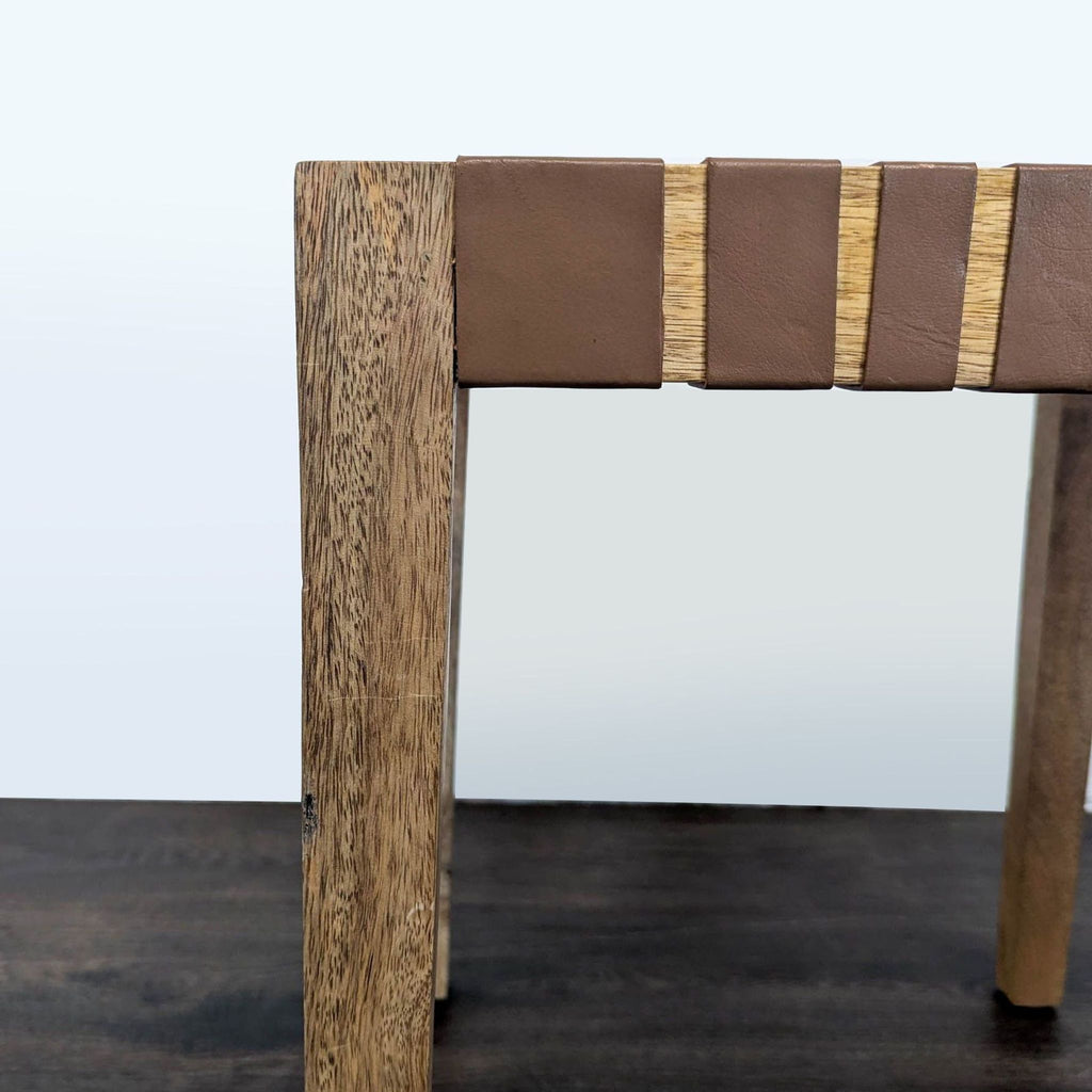 Woven Leather and Wood Stool - Accepted Offer (34.21% discount)