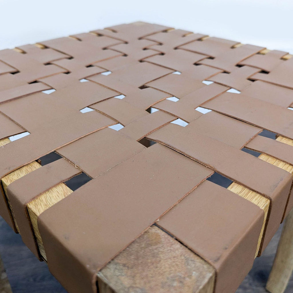 Woven Leather and Wood Stool - Accepted Offer (34.21% discount)