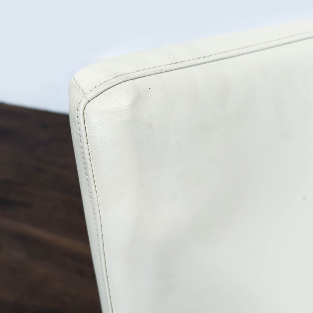 Modern White Armless Faux Leather Lounge Chair with Black Wooden Legs