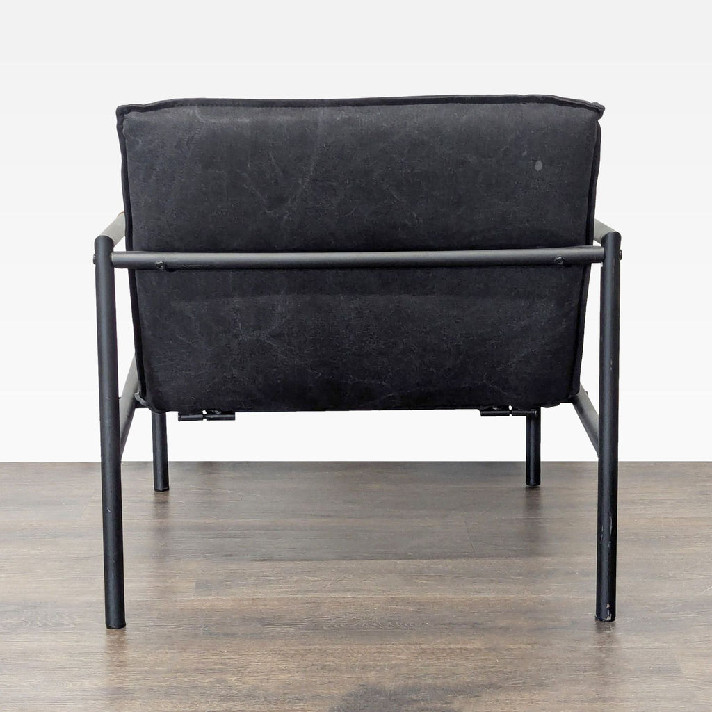 Sauder Boulevard Modern Black Lounge Chair with Metal Frame and Wood Accents