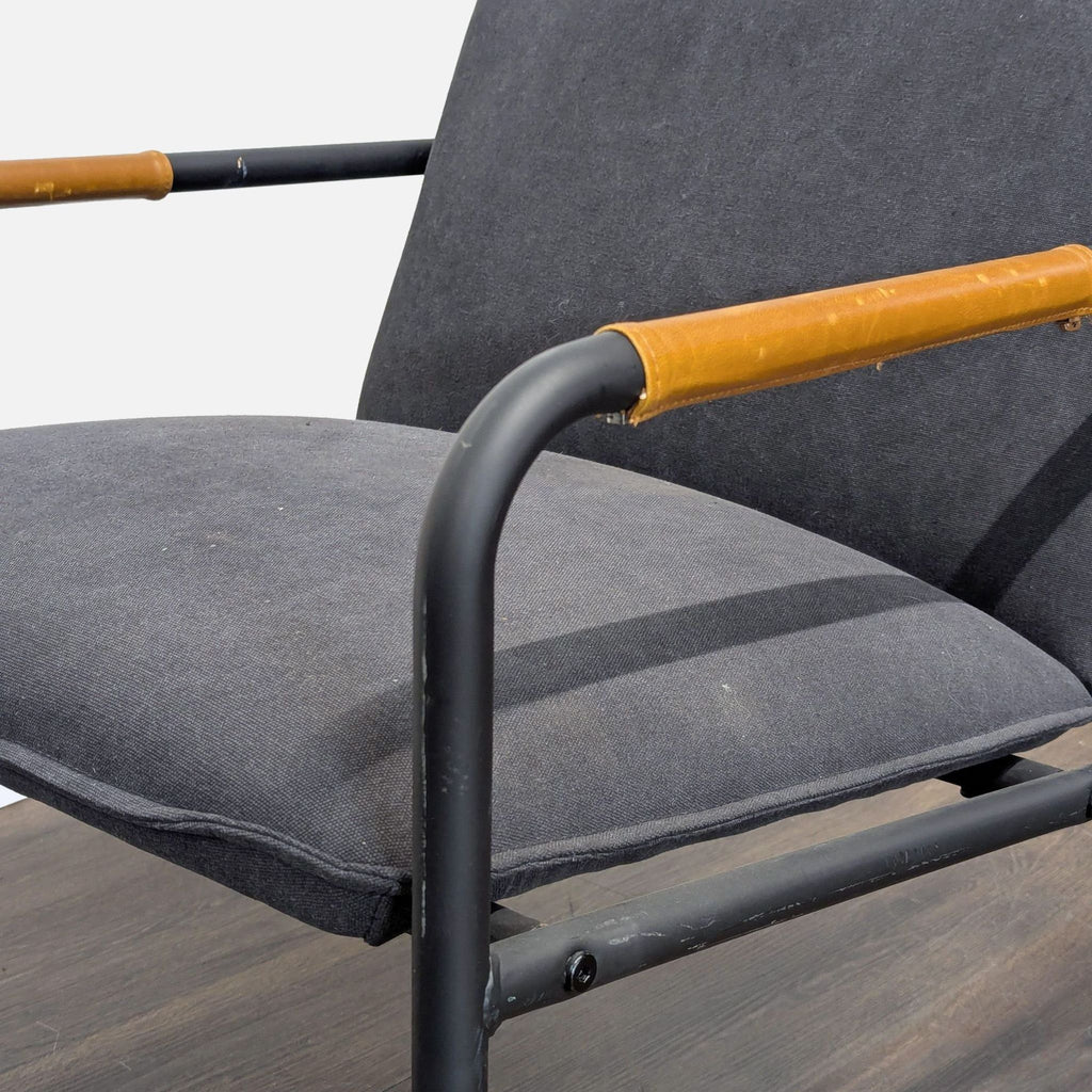 Sauder Boulevard Modern Black Lounge Chair with Metal Frame and Wood Accents