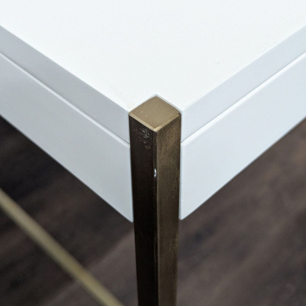 West Elm  Zane Modern White Compact Desk with Brass Metal Frame - Accepted Offer (31.03% discount)