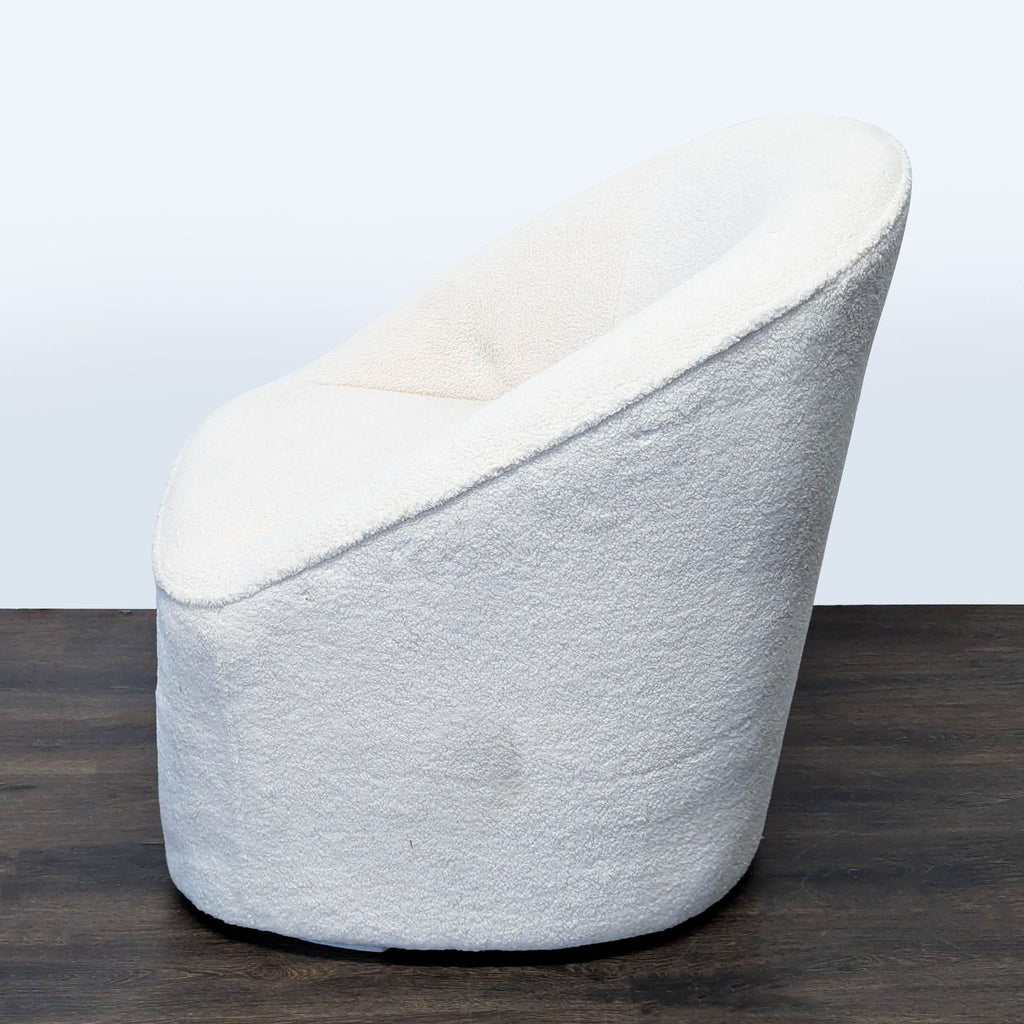 Eluxury Modern White Boucle Swivel Lounge Chair