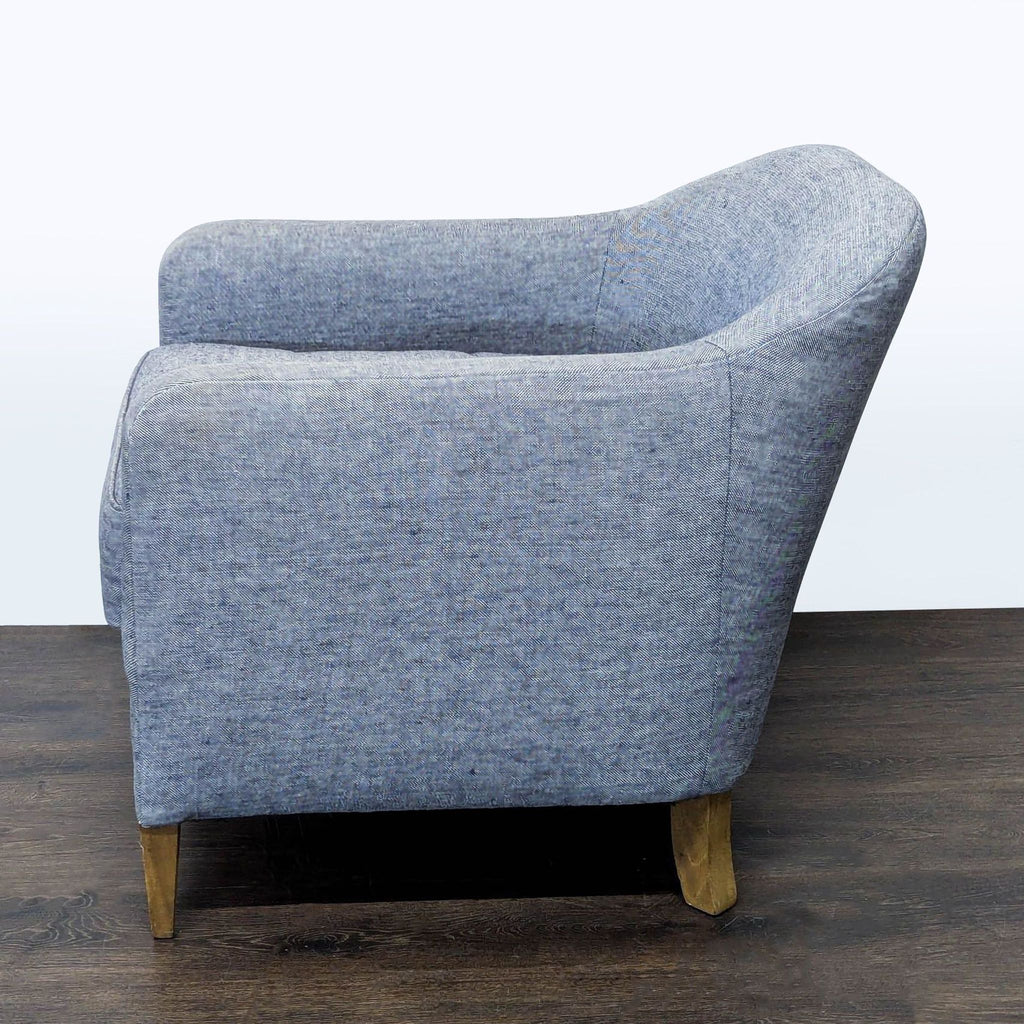 Restoration Hardware Tuxedo Modern Blue Lounge Chair